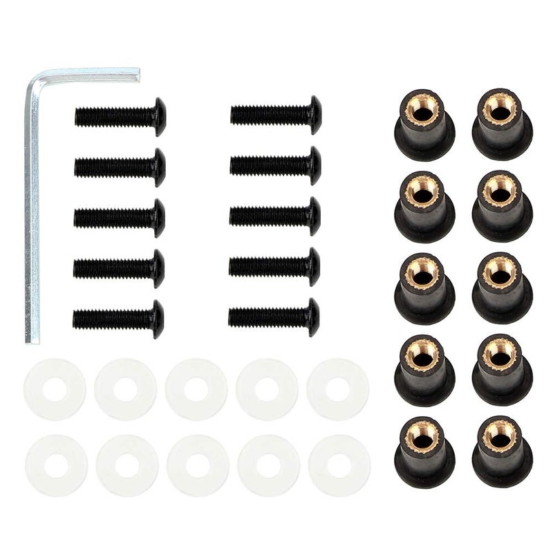 Coolboyer 10PCS M5x15mm Universal Motorcycle Windscreen Windshield CNC Bolts Screws Nut Fastener for Honda Suzuki Yamaha Kawasaki (Black) - Image 4